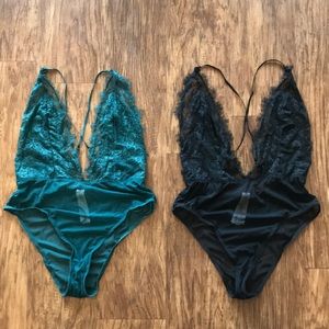 2 Lace Bra-Lined Bodysuits